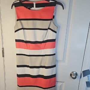 Alyx Coral, Black, and White Striped Midi‎ Dress Size 4